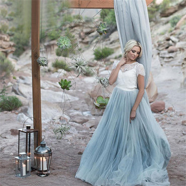 Charming Top Lace Short Sleeves Wedding Dresses, Fashion Popular Bridal Dress, Prom Dress, PD0452 - SposaBridal