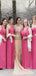 Cheap Mismatched Pink Chiffon Simple Long Bridesmadi Dresses, wedding guest dress WG589