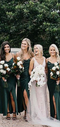 Cheap Popular Spaghetti Straps Simple Green Bridesmaid Dresses WG681