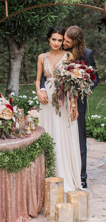 Sexy Sparkly Backless Champagne Ivory A-line Bow Tie Long Prom Dress, WG05