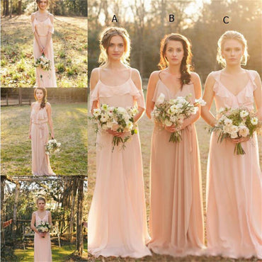 Chiffon Cheap Bridesmaid Dresses, Pink Lovely Popular Fashion New Unique Bridesmaid Dress, PD0425
