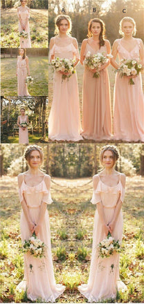 Chiffon Cheap Bridesmaid Dresses, Pink Lovely Popular Fashion New Unique Bridesmaid Dress, PD0425