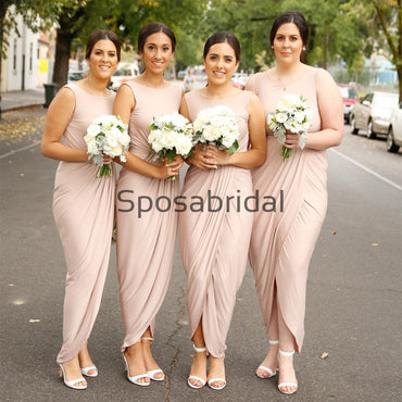 Custom Light Blush Pink Most Popular Beach Short Bridesmaid Dresses WG812