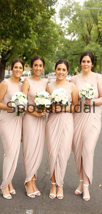 Custom Light Blush Pink Most Popular Beach Short Bridesmaid Dresses WG812