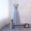 Long Blue Tulle Custom Bridesmaid Dresses, V-Neck Sleeveless Prom Dresses ,WG323