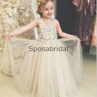 Cute Tulle Flower Round Neck Popular Flower Girl Dresses, FG134