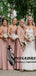 Dusty Pink  Long Sleeveless Mismatched Cheap Chiffon Bridesmaid Dresses, WG305