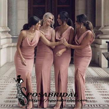 Long Mermaid Split Simple Mermaid Bridesmaid Dresses,WG334
