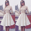 Elegant Beautiful Short White Satin Homecoming Dresses, Cocktail Party Dress Flower Cocktail Dresses For Graduation Teens, BD0230