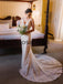 Full Lace V-Neck Mermaid Beach Vintage Long Wedding Dresses WD0545