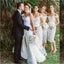 Full Lace Cheap  Mermaid Sexy Off Shoulder Short Ivory Lace Bridesmaid Dress with Slit , WG283