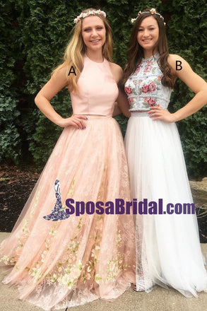 Gorgeous Two Piece White Pink Most Popular Long Prom Dresses, Best Sale dress for party, PD0759