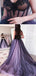 Gothic Strapless Black And Lavender Sweetheart A-line Tulle Long Prom Dress, PD3146