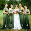 Gradient Sage Hunter Green Mismatched Long A-line Bridesmaid Dresses, WG184