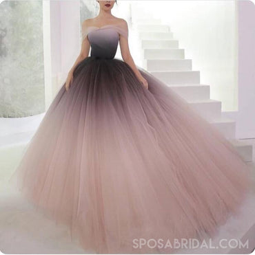 Gradient Off Shoulder Tulle Elegant Prom Gown, Pretty Fairy Unique Fashion Prom Dresses , PD1079