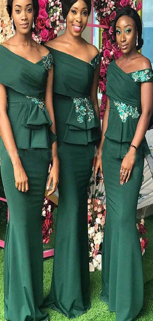 Green Elegant Mermaid Long Bridesmaid Dresses WG896