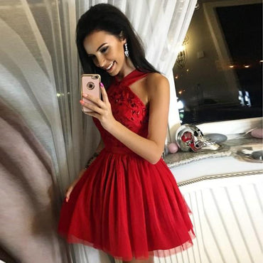 Halt Modest Freshman Country Beautiful Short Red Homecoming Dress with Sequins ,BD0246