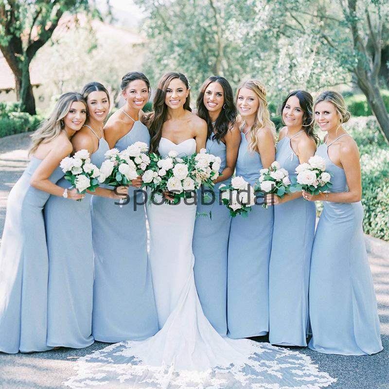 Halter Blue Mermaid Simple Country Bridesmaid Dresses WG814