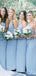 Halter Blue Mermaid Simple Country Bridesmaid Dresses WG814