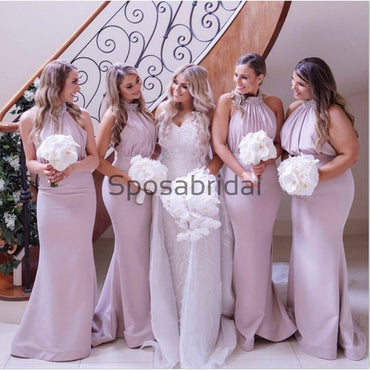 Halter Elegant Mermaid Modest Bridesmaid Dresses WG769