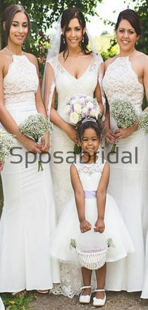 Ivory Halter Mermaid Elegant Top Lace Long Bridesmaid Dresses WG880