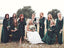 Long Sleeves V-Neck Green Mermaid Popular Modest Cheap Bridesmaid Dresses WG630