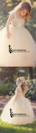 Lovely Children with Beautiful Handmade Flower Princess Puffy Tulle Flower Girl Dressse, FG118