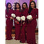 Mermaid Long Sleeves Burgundy Elegant Formal Bridesmaid Dresses WG883