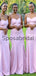 Mermaid Pink Spaghetti Straps Simple Long Bridesmaid Dresses WG834