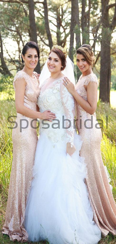 Mermaid Sparkly Sequin Elegant Long Bridesmaid Dresses WG799