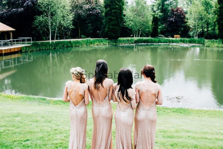 Mermaid Sparkly Sequin Elegant Long Bridesmaid Dresses WG799