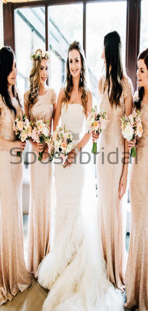 Mermaid Sparkly Sequin Elegant Long Bridesmaid Dresses WG799