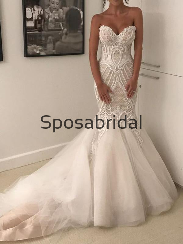 Mermaid Sweatheart Elegant Vintage Long Wedding Dresses for Bridal WD0551