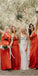 Mismatched Burnt Orange Simple Cheap Long Bridesmaid Dresses WG721