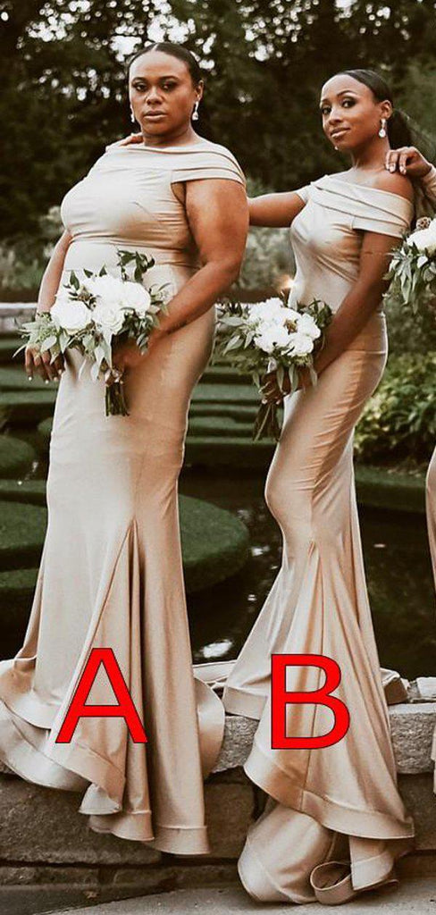 Mismatched Champagne Gold Mermaid Simple Bridesmaid Dresses WG901