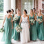 Mismatched Green Chiffon Long Formal Bridesmaid Dresses WG817