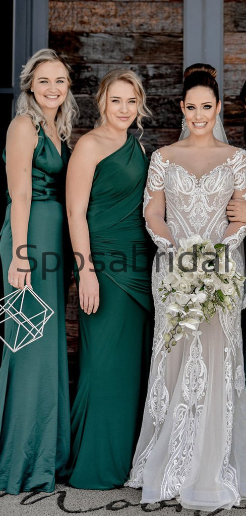 Mismatched Green Mermaid Elegant Long Bridesmaid Dresses WG822