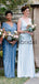 Mismatched Simple Blue Jersey Custom Beach Long Bridesmaid Dresses WG818