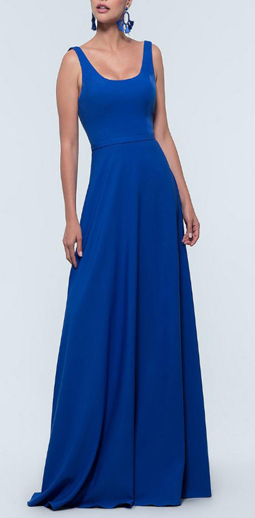 Mismatched Blue Simple Satin Floor-length Modest Inexpensive Bridesmaid Dresses, WG411