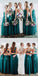 Chiffon Mismatched Affordable Hot Sale Floor-Length Turquoise Bridesmaid Dresses, WG289