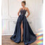 New A-line Satin Side Slit Long Fashion Prom Dresses PD2229