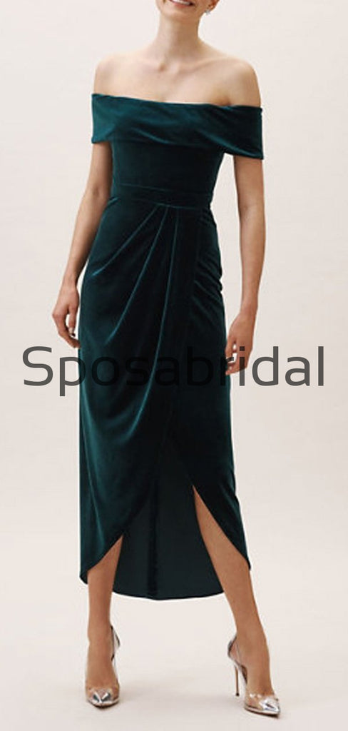 New Arrival Off the Shoulder Velvet Modest Bridesmaid Dresses WG859