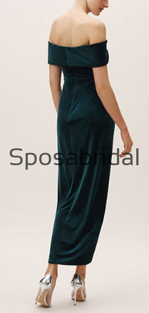 New Arrival Off the Shoulder Velvet Modest Bridesmaid Dresses WG859