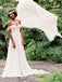 Off Shoulder Lace Sleeves Boho Cheap Beach Wedding Dresses, WD313