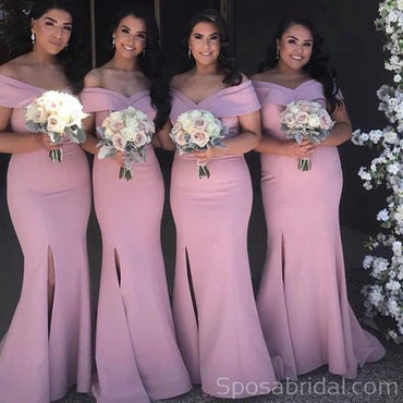 Off the Shoulder Mermaid Side Slit Newest Floor-length Long Popular Birdesmaid Dresses, WG552