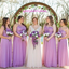 One-shoulder Lace Illusion A-line Long Bridesmaid Dress, BD3001