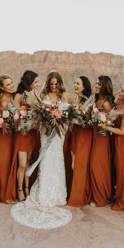 Orange Saghetti Straps Simple Unique Fall Summer Bridesmaid Dresses WG665