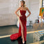 Sexy Sparkly Long Strapless Side-slit Red Mermaid Prom Dresses, PD2388