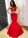 Sexy Red Sleeveless Floral Lace Top Mermaid Trumpet Long Prom Dress, PD3193