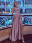 Halter Mauve Open Back Sexy Side-slit A-line Long Prom Dress, PD3466